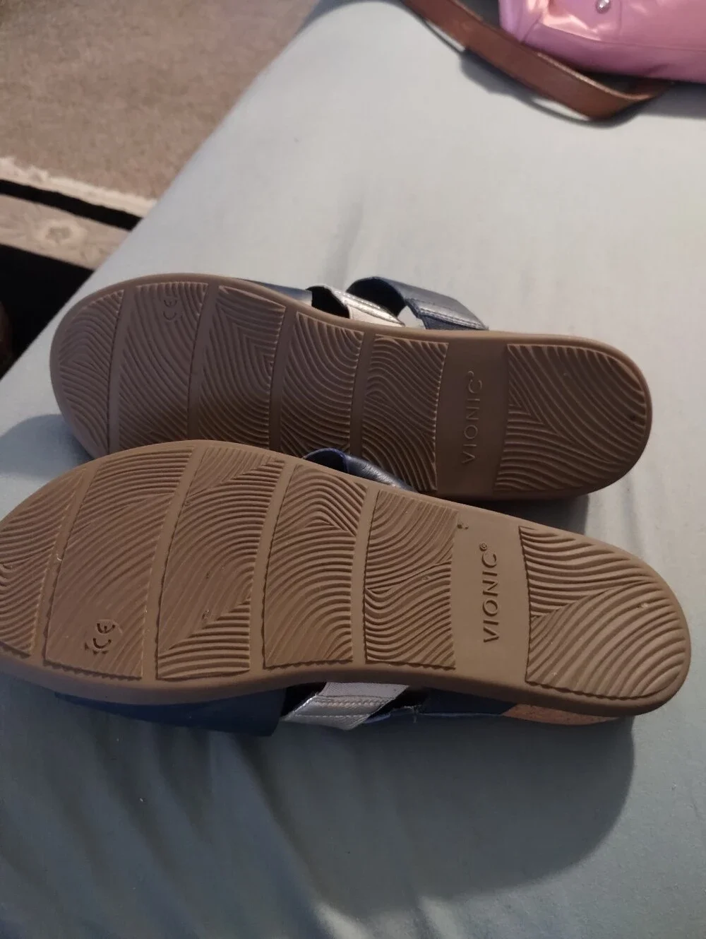 Viconic Luella Navy/ Silver Ortho Toe Comfort Sandals Sz 10